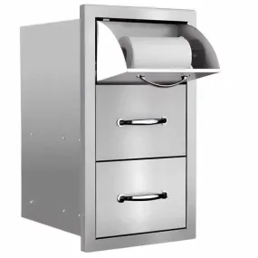 American Made Grills 	17" Vertical 2-Drawer & Paper Towel Holder Combo - Masonry Frame TDC-17M