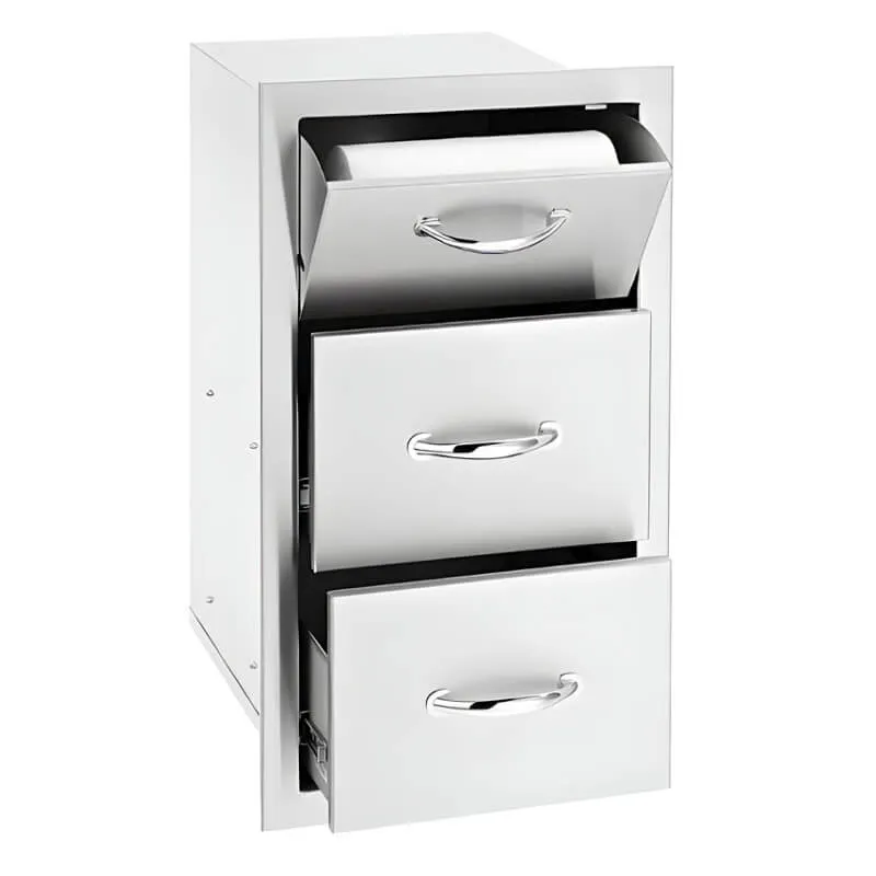 American Made Grills 	17" Vertical 2-Drawer & Paper Towel Holder Combo - Masonry Frame TDC-17M