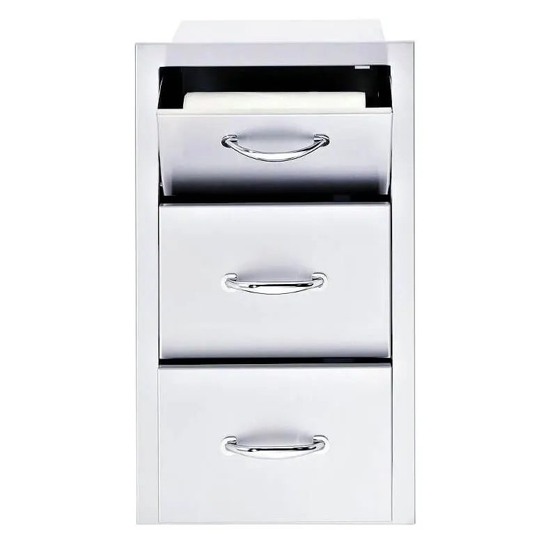 American Made Grills 	17" Vertical 2-Drawer & Paper Towel Holder Combo - Masonry Frame TDC-17M