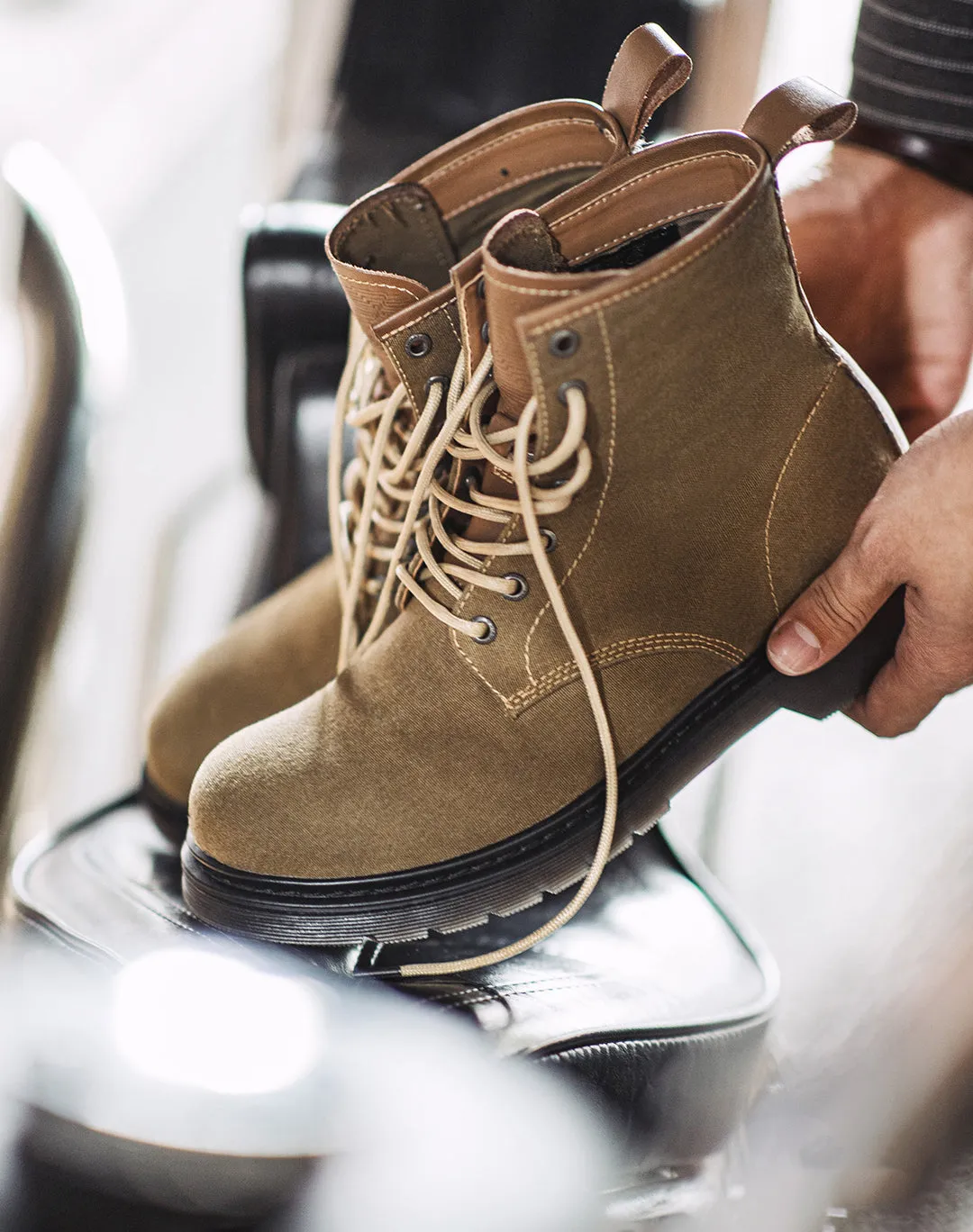 American Retro Age Of Navigation Waxed Canvas Martin Top Men's Boot