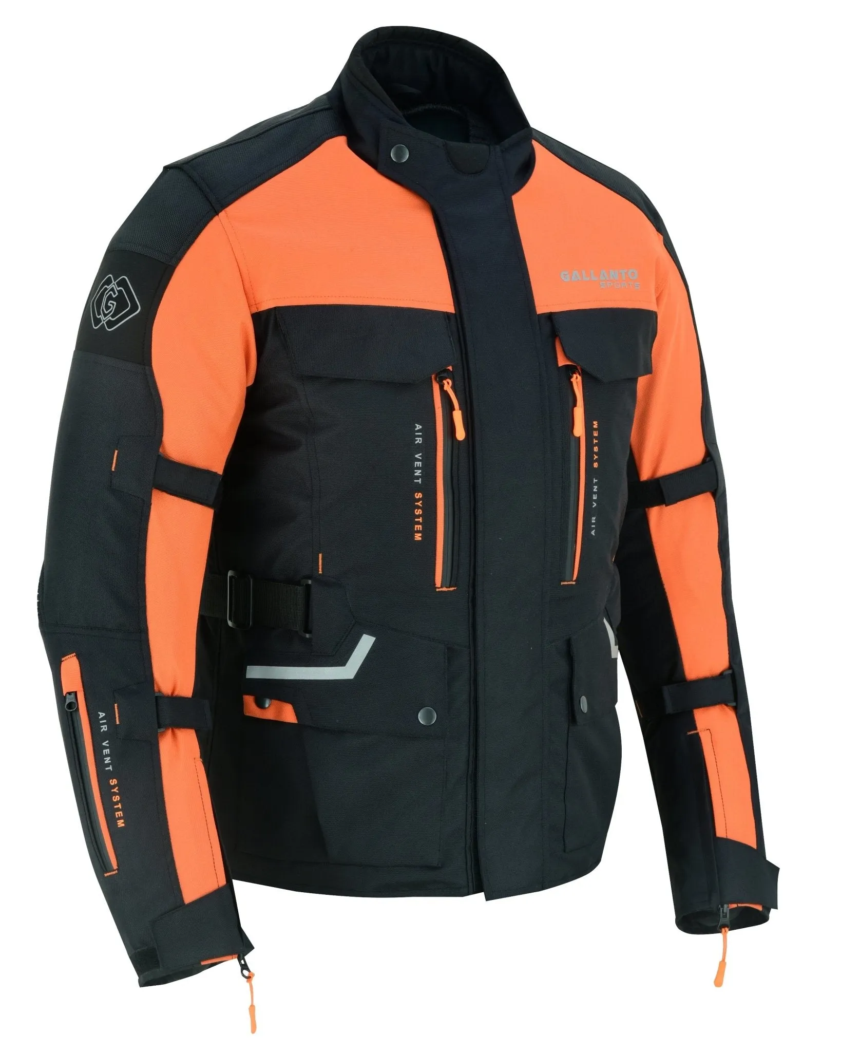 Black & Orange Biker Textile Long Motorcycle Jacket Biker CE Armours