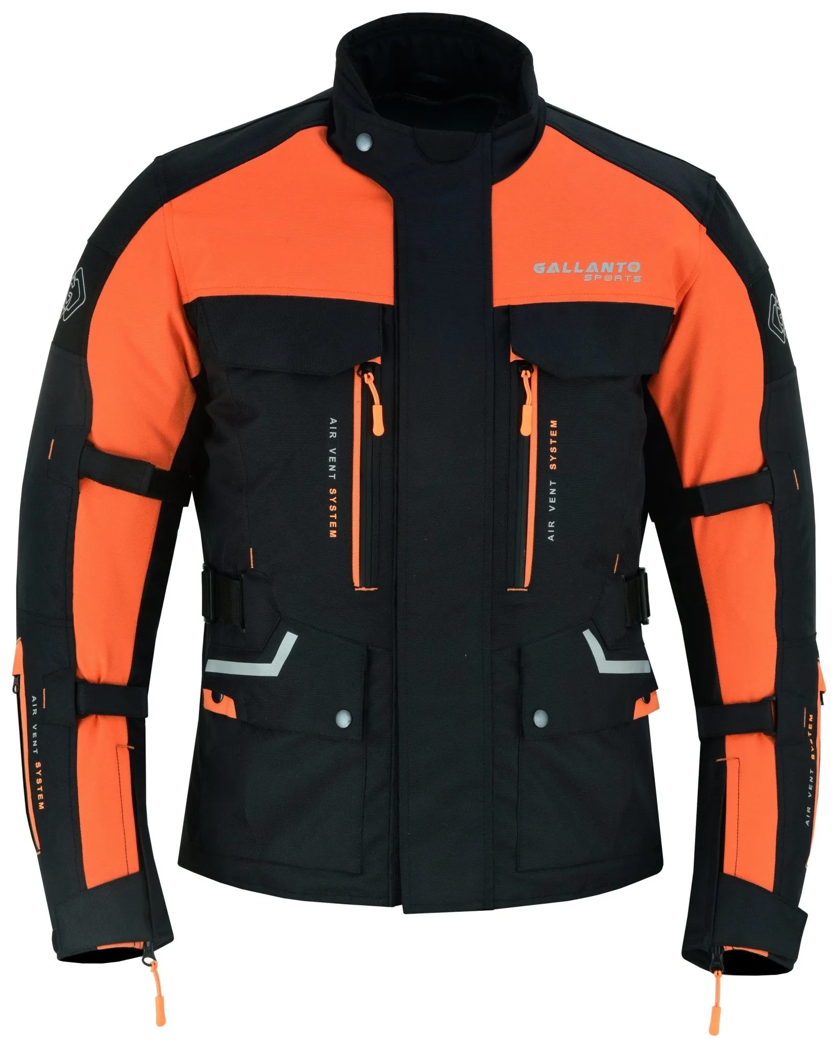 Black & Orange Biker Textile Long Motorcycle Jacket Biker CE Armours