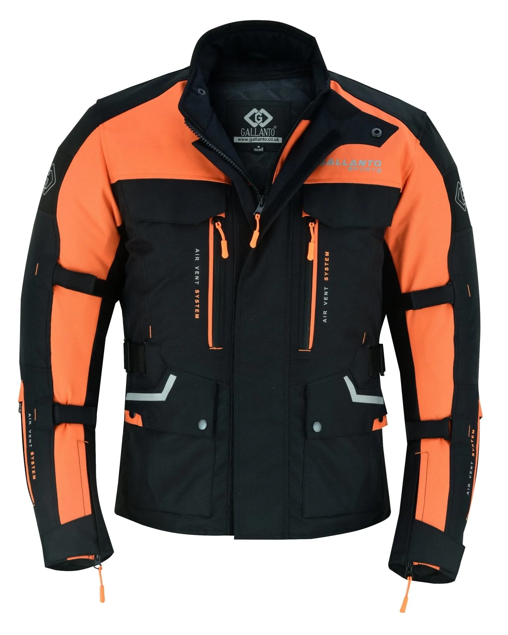 Black & Orange Biker Textile Long Motorcycle Jacket Biker CE Armours