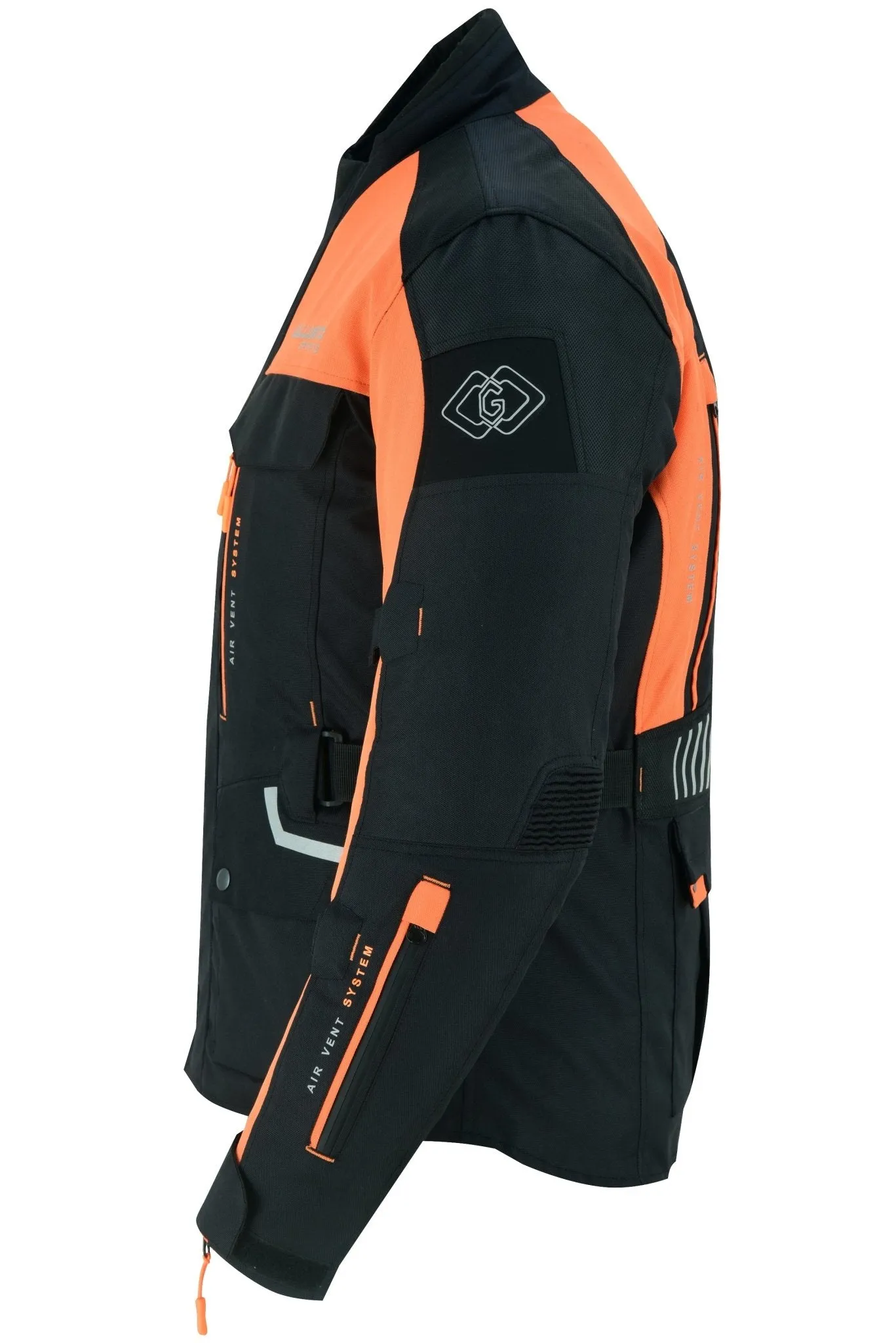 Black & Orange Biker Textile Long Motorcycle Jacket Biker CE Armours