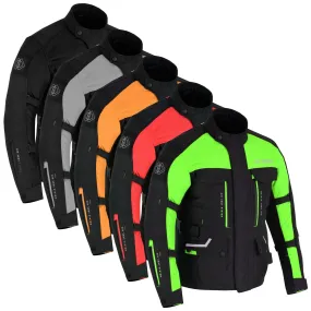 Black & Orange Biker Textile Long Motorcycle Jacket Biker CE Armours