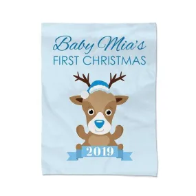 Blue First Christmas Blanket - Large