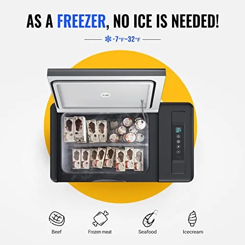 BougeRV 12 Volt Refrigerator 12V Car Fridge 23 Quart Portable Freezer Compressor Cooler 12/24V DC 110~240V AC for Truck Van RV SUV Boat Travel Camping Road Trips Tailgating -7℉~50℉ (Black)