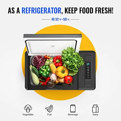 BougeRV 12 Volt Refrigerator 12V Car Fridge 23 Quart Portable Freezer Compressor Cooler 12/24V DC 110~240V AC for Truck Van RV SUV Boat Travel Camping Road Trips Tailgating -7℉~50℉ (Black)