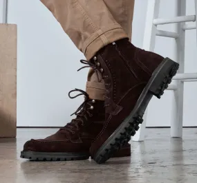 Brown Suede Preston Lace Up Hiking Combat Boots for Men - AW24