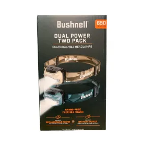 Bushnell Dual Power Rechargeable Headlamps 650 Lumens, Batteries Included 2 Pack