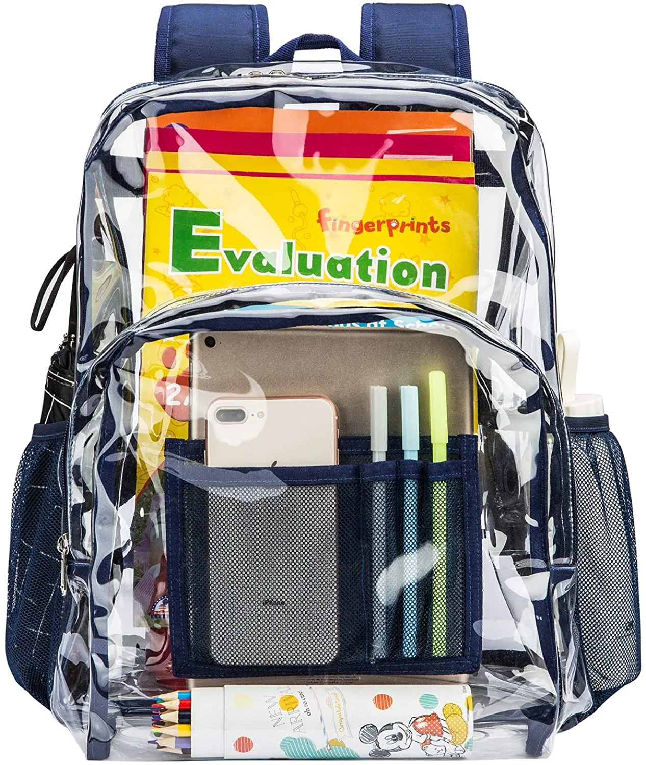 Classic Designs Navy Durable Heavy Duty Clear Backpack