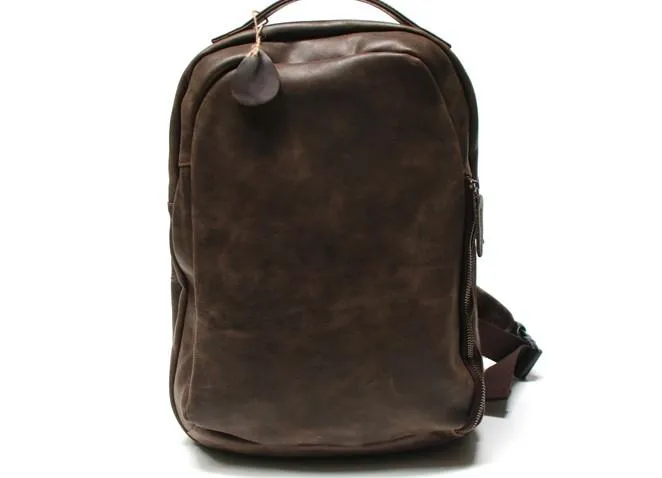 Coffee Leather Mens Backpacks Travel Backpacks Laptop Backpack for men