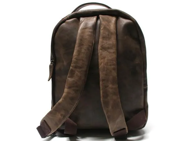 Coffee Leather Mens Backpacks Travel Backpacks Laptop Backpack for men