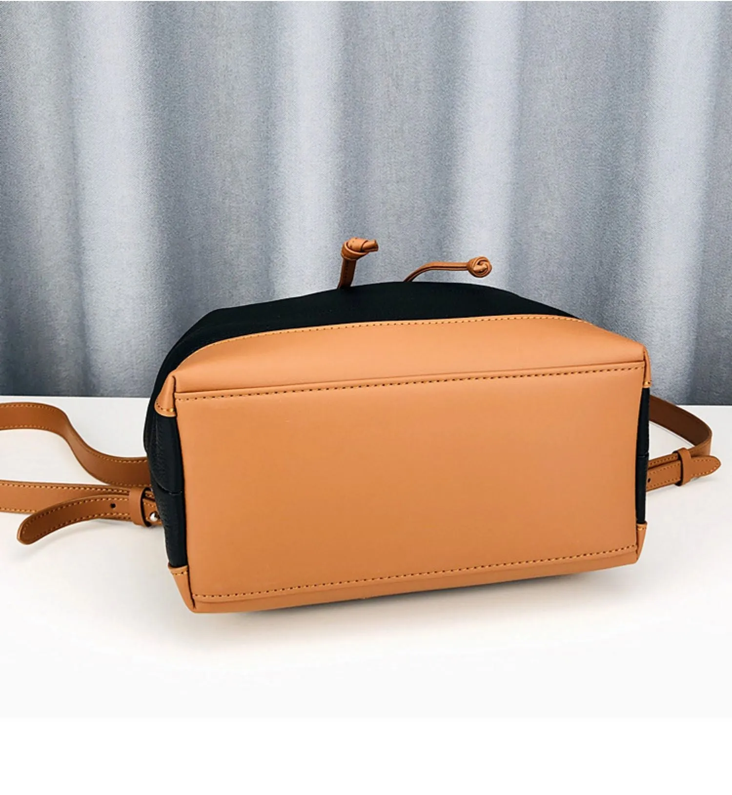 Color Block Classic Women Leather Backpack