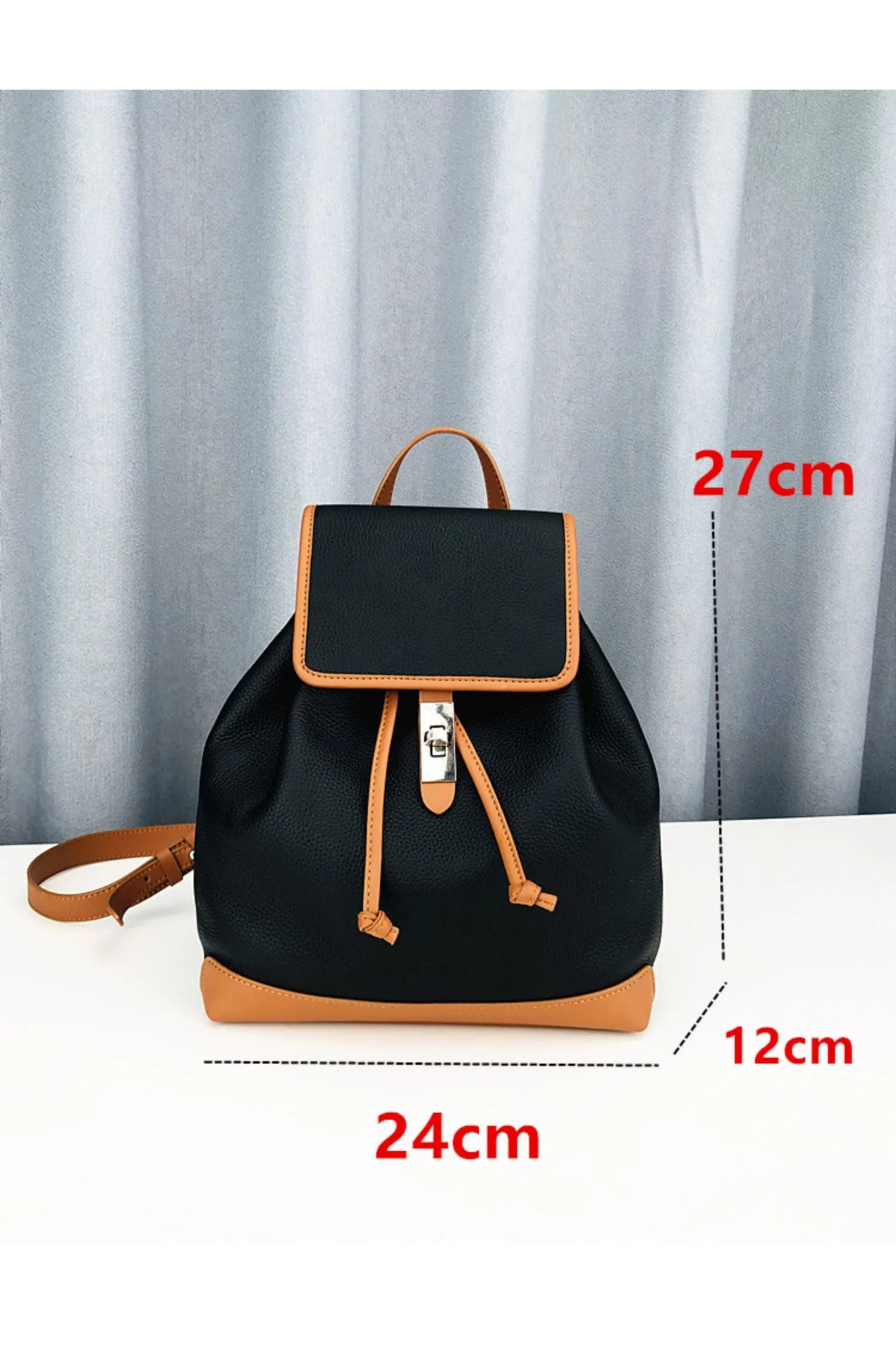 Color Block Classic Women Leather Backpack