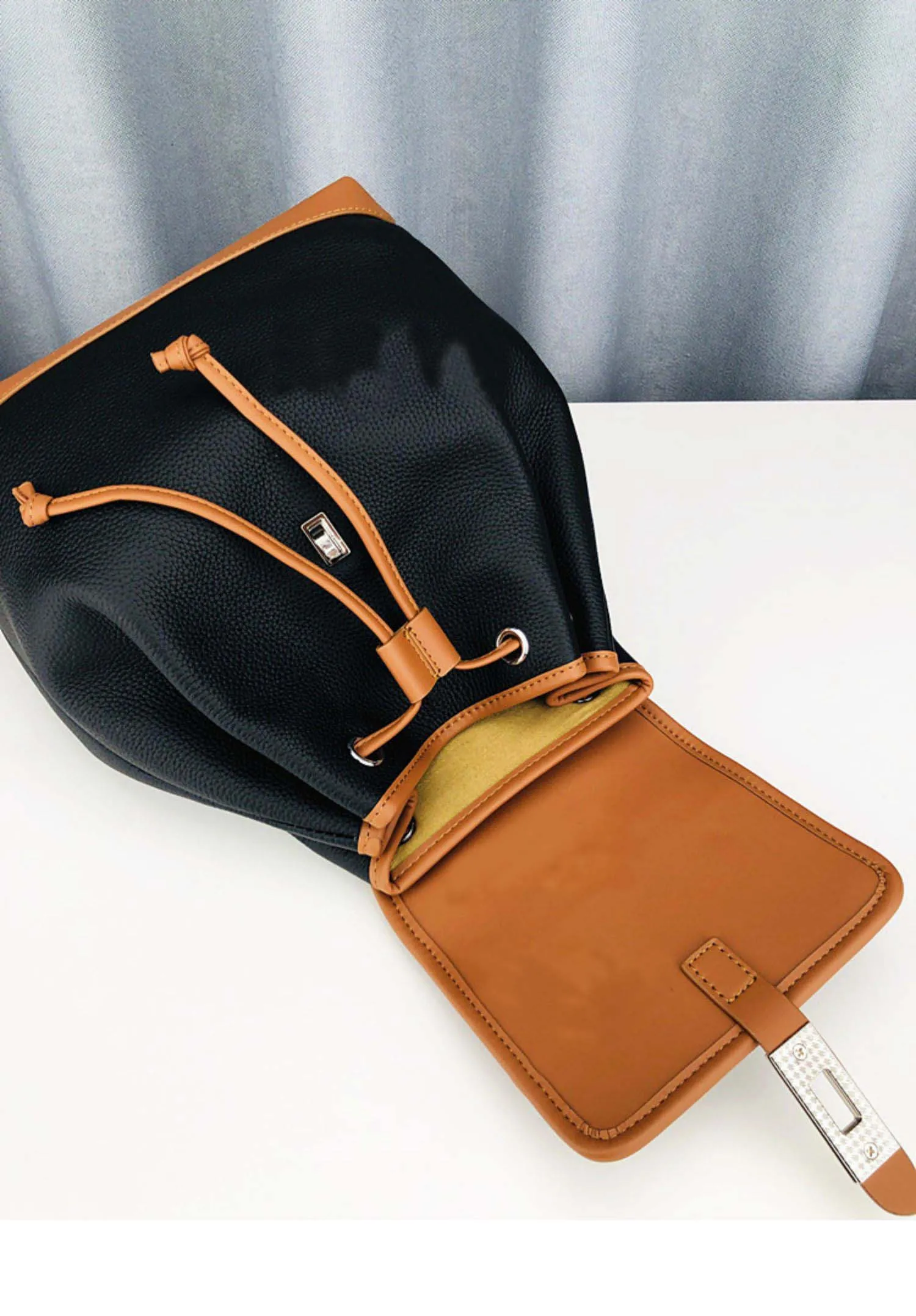 Color Block Classic Women Leather Backpack