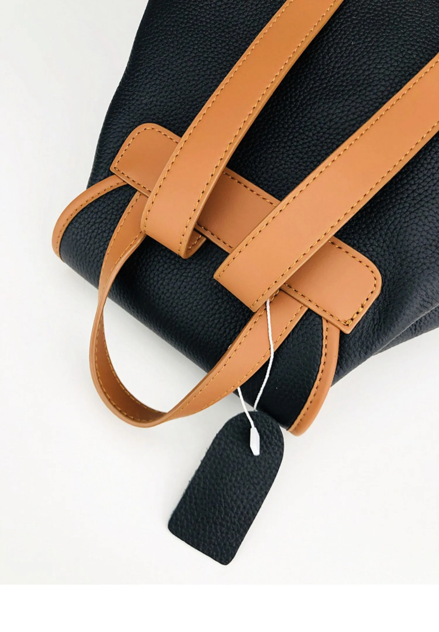 Color Block Classic Women Leather Backpack