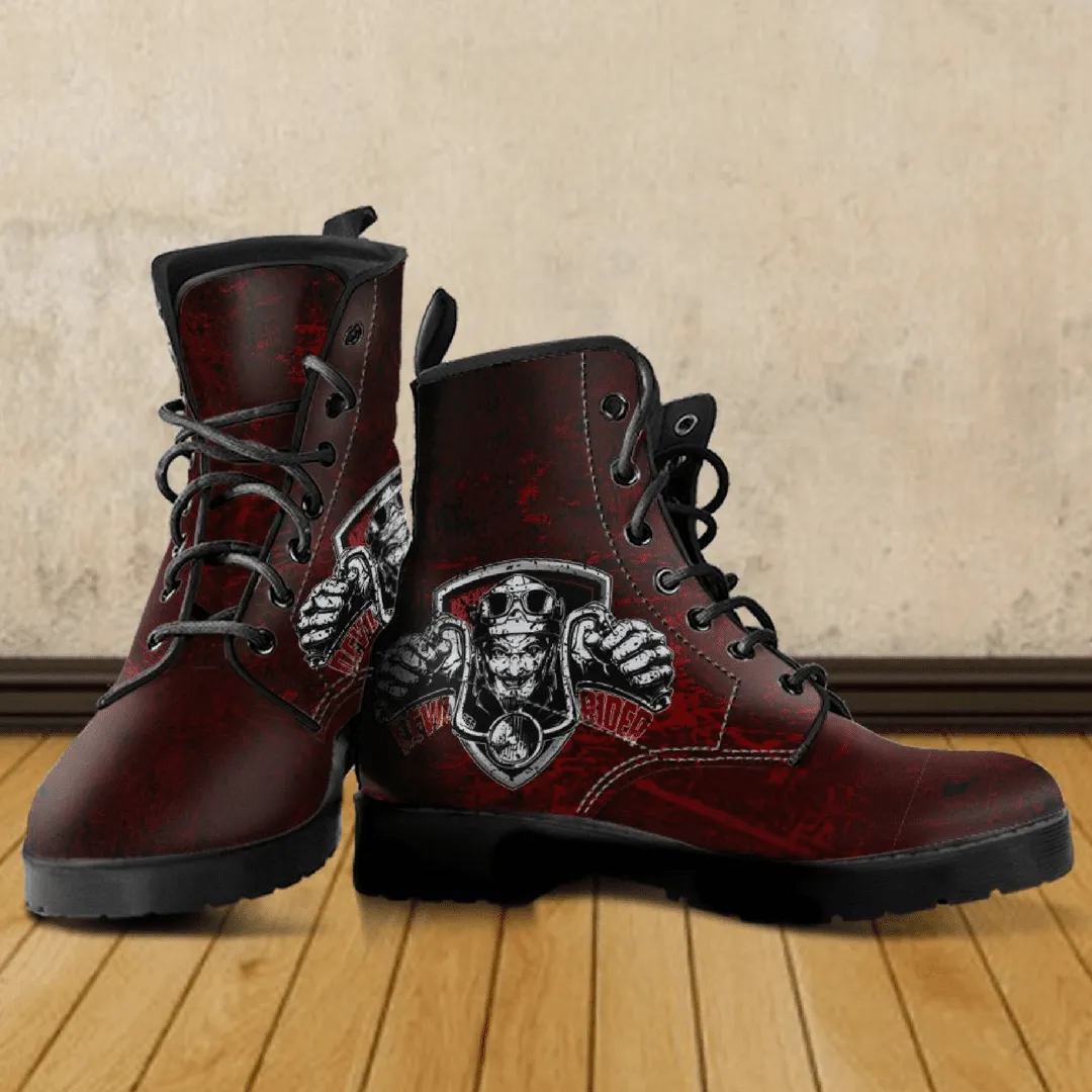 Devil Rider Boots for Men & Women, Eco-Friendly Leather, Red