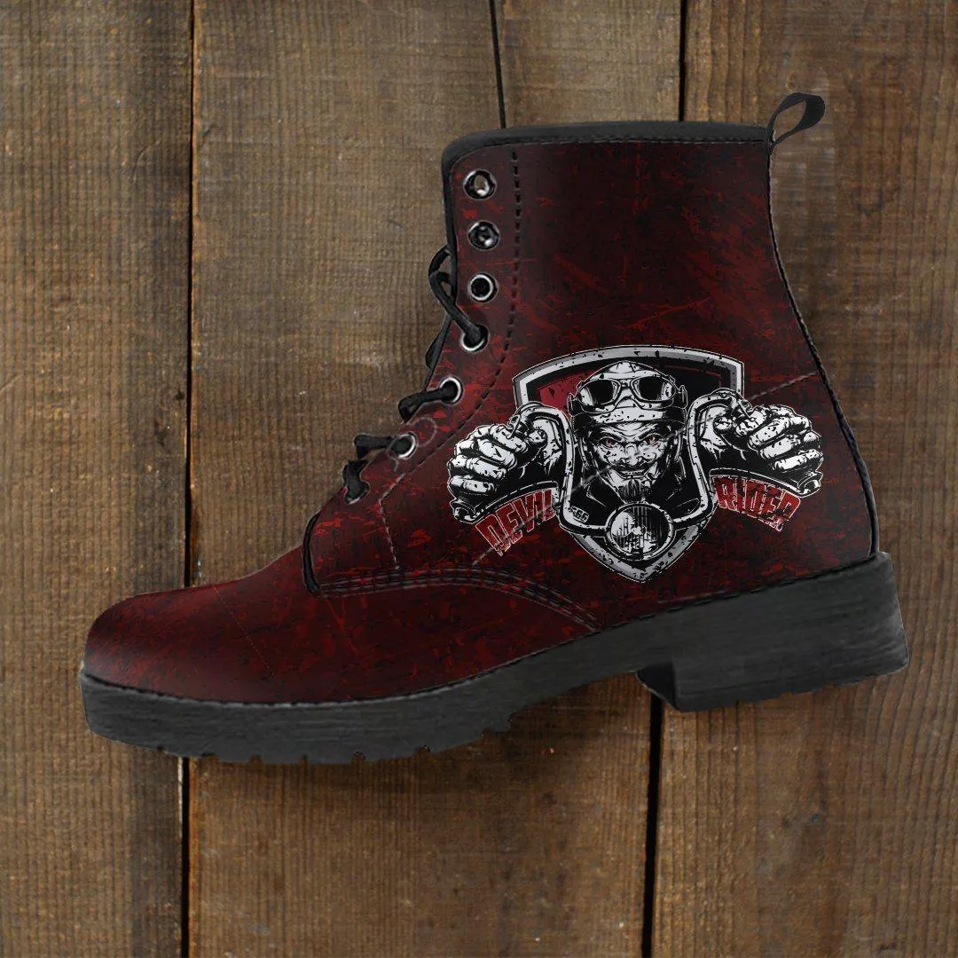 Devil Rider Boots for Men & Women, Eco-Friendly Leather, Red