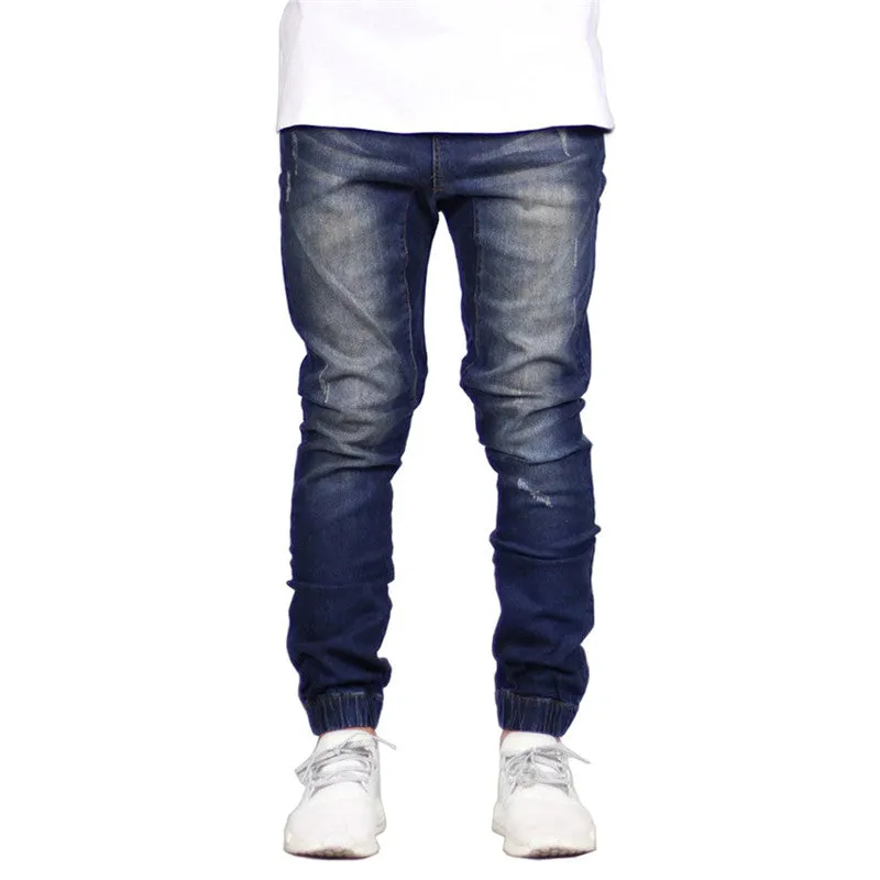 Fashion Skinny Jeans Mid Waisted Men's Jeans Denim Straight Pants