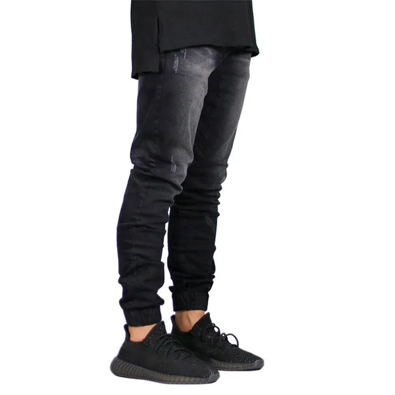 Fashion Skinny Jeans Mid Waisted Men's Jeans Denim Straight Pants