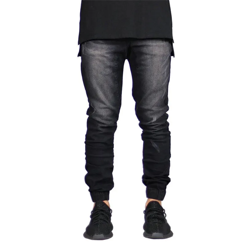 Fashion Skinny Jeans Mid Waisted Men's Jeans Denim Straight Pants