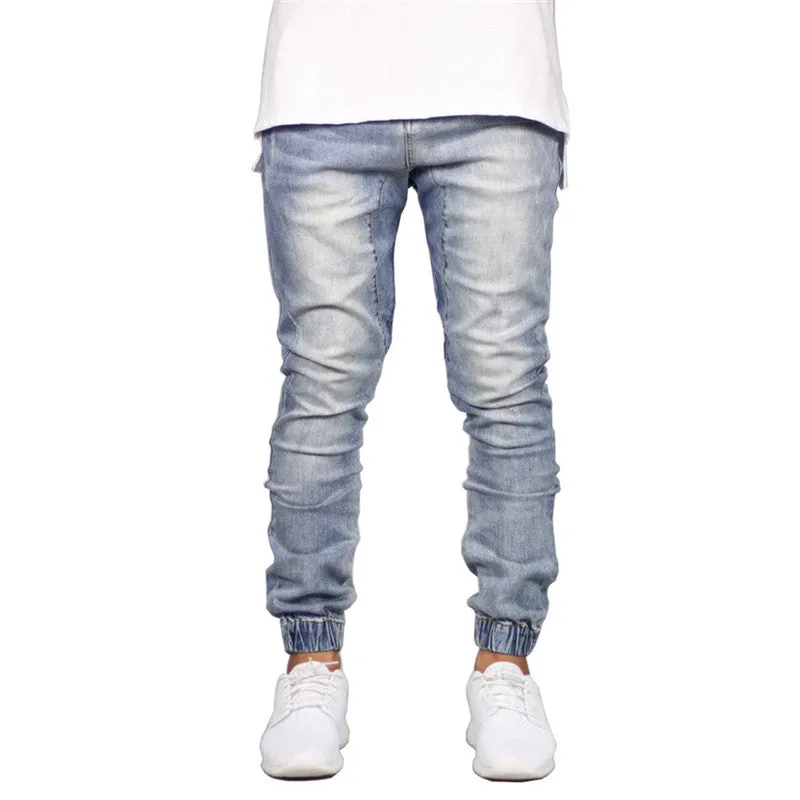 Fashion Skinny Jeans Mid Waisted Men's Jeans Denim Straight Pants