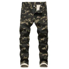 Fashionable Mid Waisted Jeans Basic Men's Jeans Camouflage Jeans