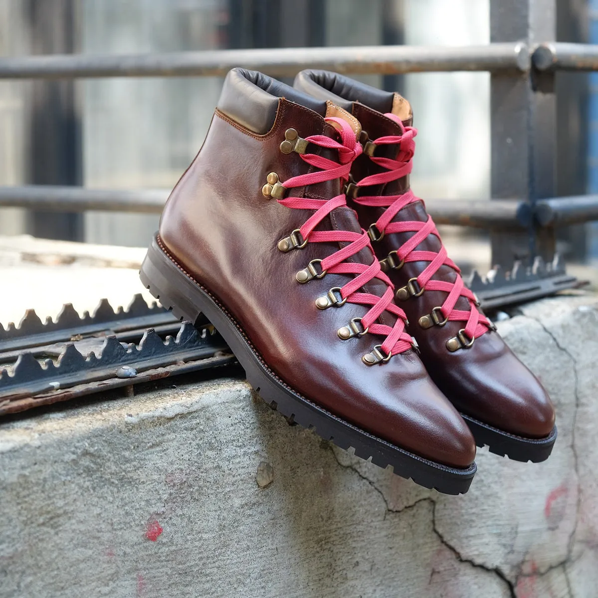 Height Increasing Brown Leather Larett Chunky Hiking Combat Boots