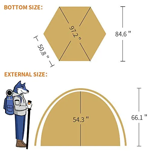 Hewolf Waterproof Instant Camping Tent - 2/4 Person Easy Quick Setup