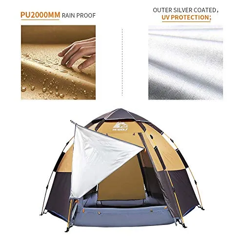Hewolf Waterproof Instant Camping Tent - 2/4 Person Easy Quick Setup