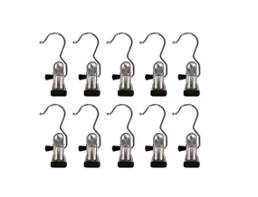 Kitchen Storage Metal Clothes Hanger Pins Boot Hanger-Decorative Shower Curtain Hooks or Multipurpose Hanger large Clip Hooks for Laundry Hooks Shoes/Scarves/curtain or Hanging Photos Set of 10
