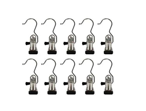 Kitchen Storage Metal Clothes Hanger Pins Boot Hanger-Decorative Shower Curtain Hooks or Multipurpose Hanger large Clip Hooks for Laundry Hooks Shoes/Scarves/curtain or Hanging Photos Set of 10