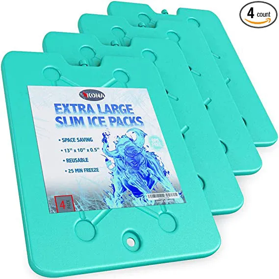 Kona Large Ice Packs for Coolers - Slim Space Saving Design - 25 Minute Freeze Time