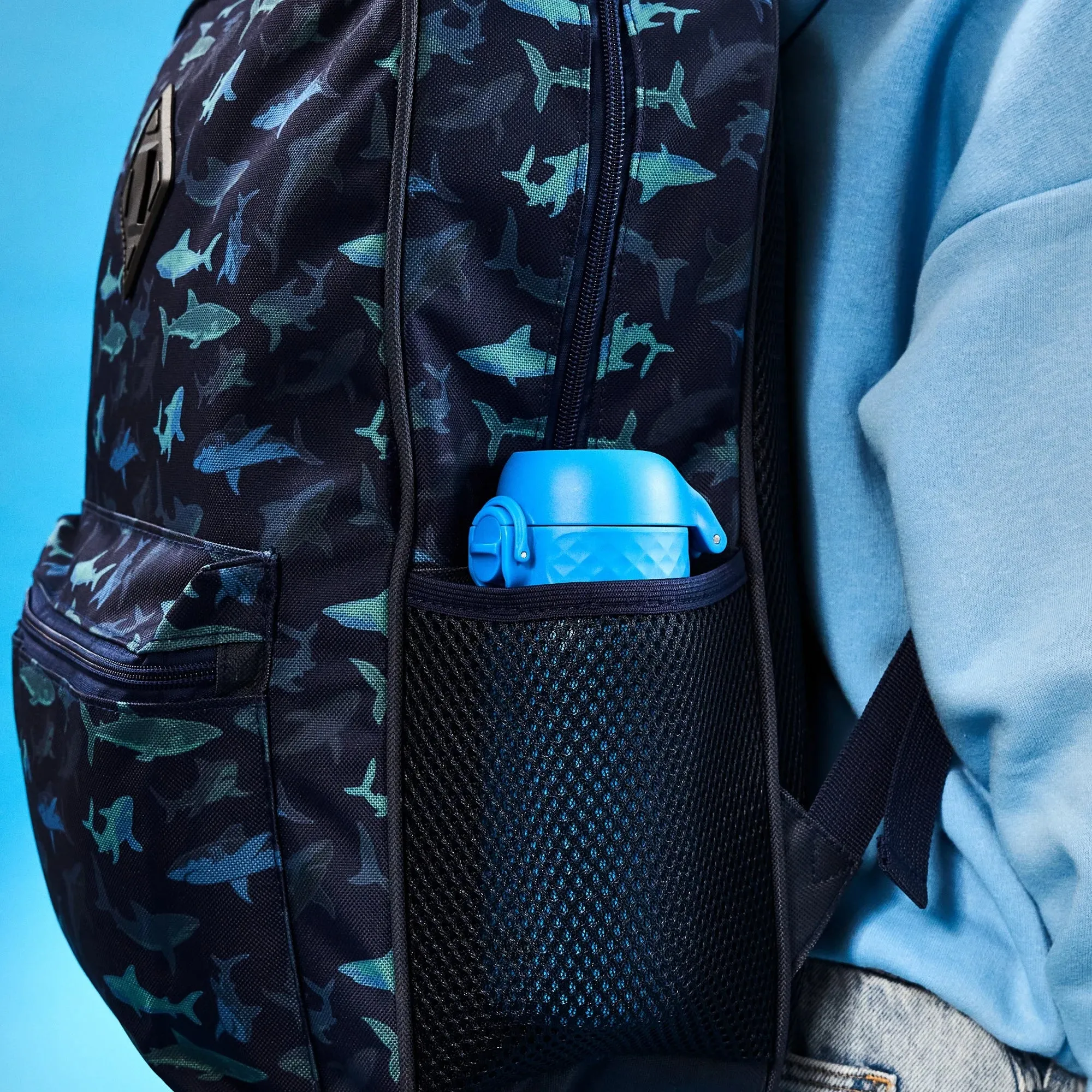 Leak Proof Water Bottle, Stainless Steel, Blue, 400ml (13oz)
