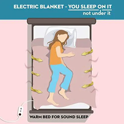 LERV’S CollEctioN Premium Polar Electric Bed Warmer - Electric Under Blanket - Single Bed Size (30x60) inch with 3 Heat Settings & Dual Safety Feature with Over Heat Protection-Color Beige