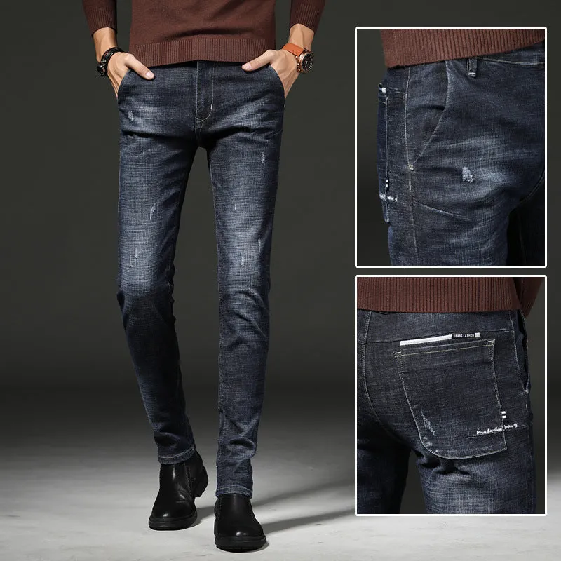 Men's Jeans Mid Waisted Jeans Casual Skinny Pencil Pants
