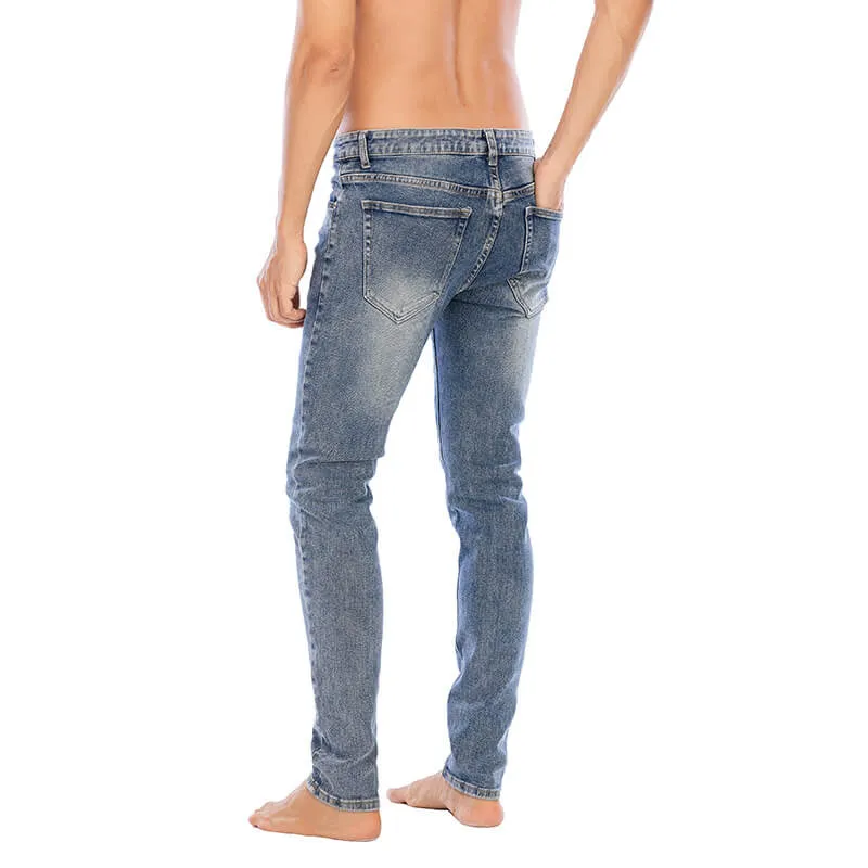 Men's Jeans Straight Pants Casual Skinny Long Mid Waisted Jeans