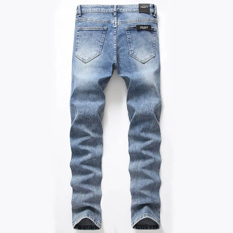 Men's Jeans Straight Pants Casual Skinny Long Mid Waisted Jeans