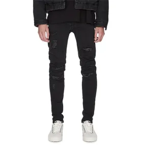 Men's Patch Ripped No Leakage Jeans Elasticity Straight Pants