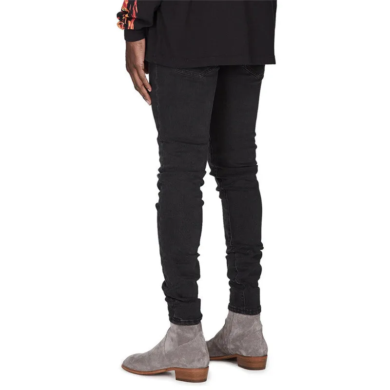 Men's Patch Ripped No Leakage Jeans Elasticity Straight Pants
