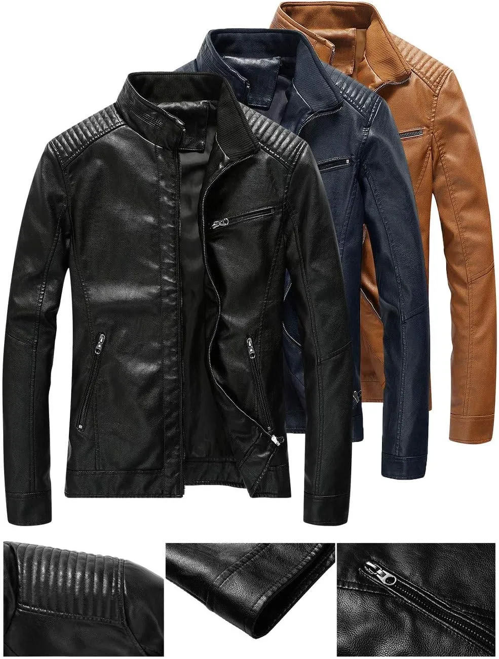 Men's Slim Fit Leather Lightweight Motorcycle Jacket