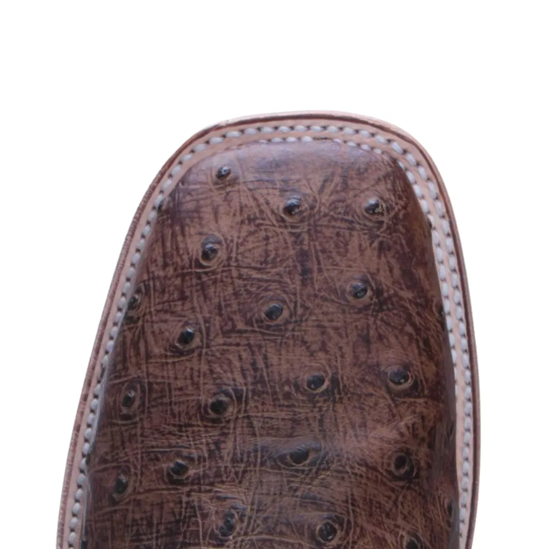 Men's Tan And Blue Square Toe Ostrich Western Boot By Corral A4052