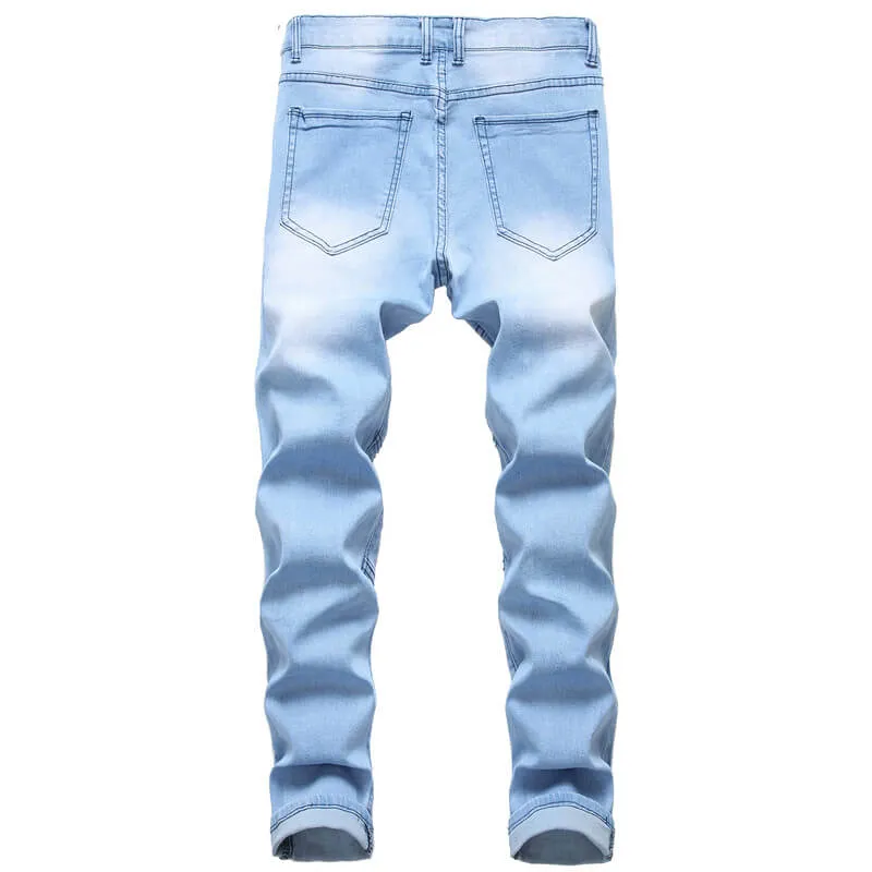 Men's Urban Straight Pants Motorcycle Jeans New Mid Waisted Jeans