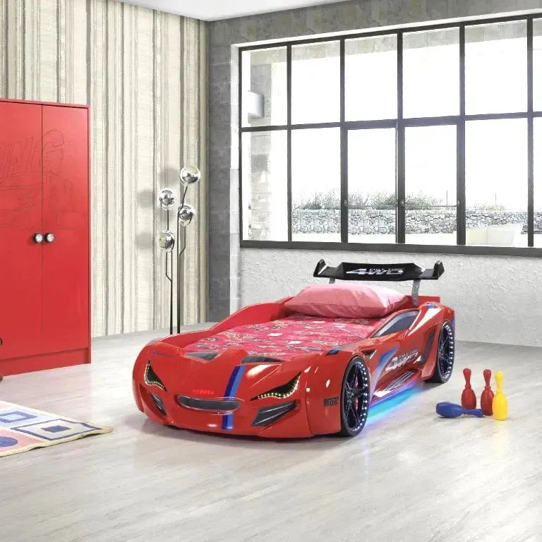MNV1 FULLTIME Race Car Bed with LED Lights & Sound FX