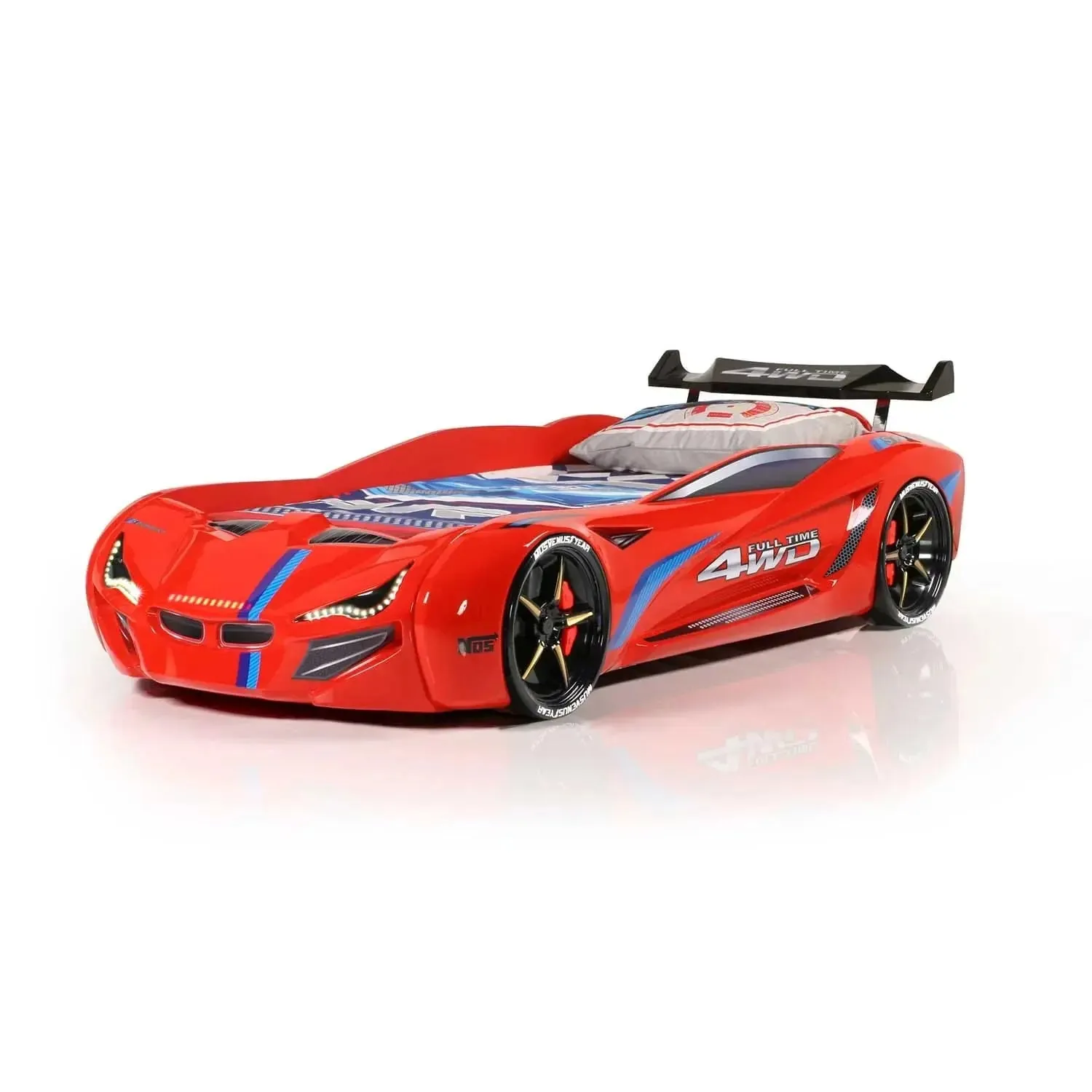 MNV1 FULLTIME Race Car Bed with LED Lights & Sound FX