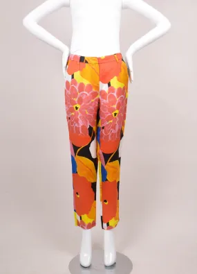 Multicolor Floral Print Lightweight Tapered Leg Pants