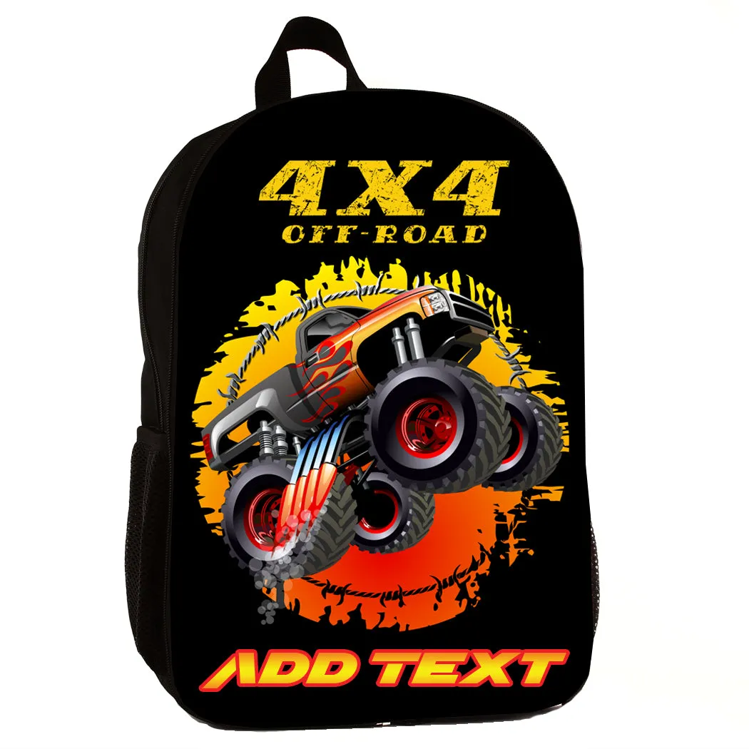 Personalized Full Color Backpacks / Lunch Bag / Duffel Bag - Monster Truck