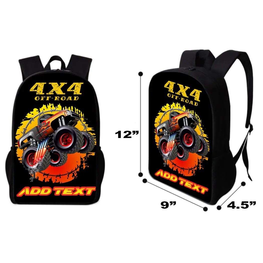 Personalized Full Color Backpacks / Lunch Bag / Duffel Bag - Monster Truck
