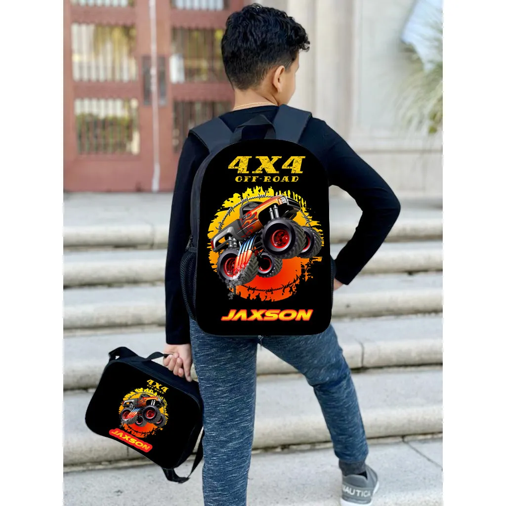 Personalized Full Color Backpacks / Lunch Bag / Duffel Bag - Monster Truck